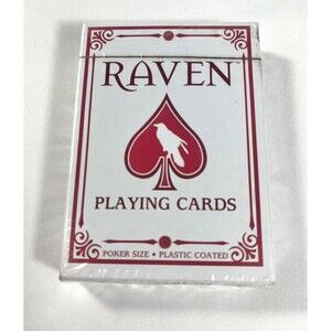 Vintage Raven Poker Size Jumbo Index Playing Cards Deck Red/White Sealed